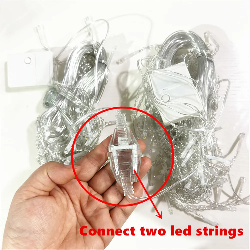 3M Power Extension Cord For EU Plug LED Holiday Light String Extension Standard Switch Cable Christmas Curtain Light