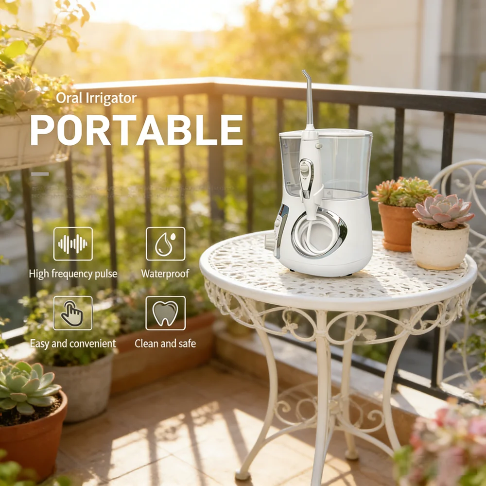 

Электрический ирригатор для полости рта с 10 режимами, 800 мл, настольный очиститель для зубов для дома и путешествий