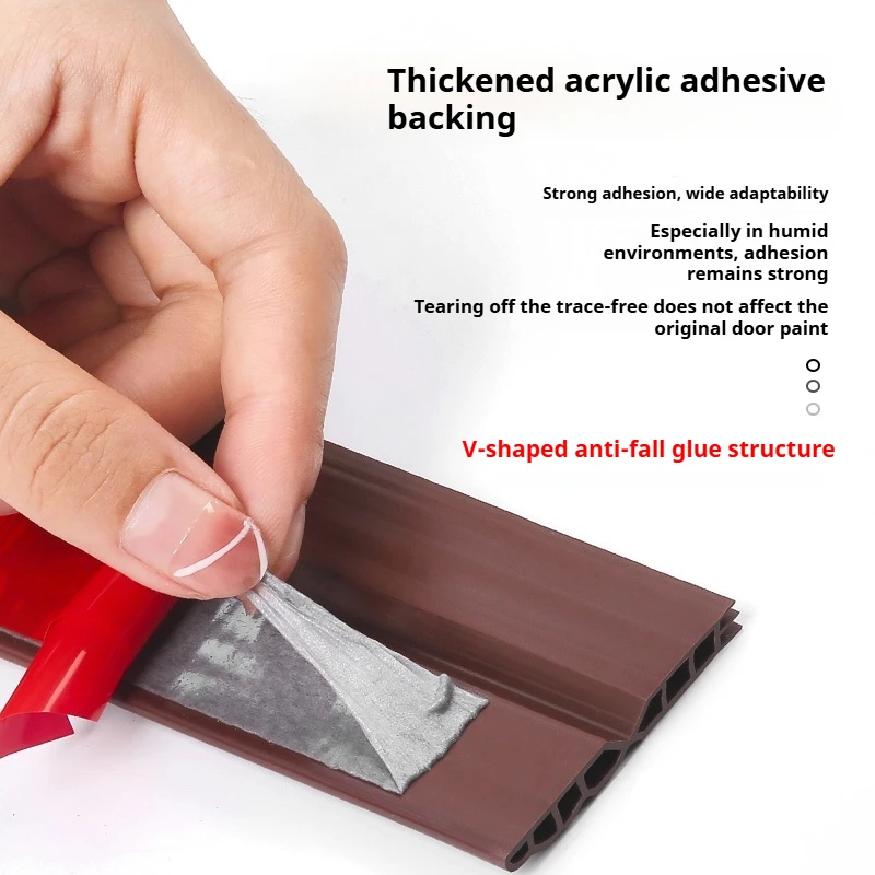 1PC 28/45mm Height Anti-shedding Door Bottom Seal Strip Self-adhesive Wearproof TPE Multilayer Windproof Door Gap Weatherstrip