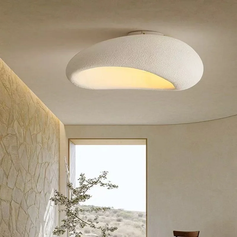 

Modern wabi-sabi style ceiling light bedroom lamp new Japanese master bedroom light grand Nordic living room white 80cm lamp