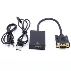 VGA To HDMI-Compatible Cable Converter for Ps4 Tv Box Aux Audio Splitter Display Port Projector Television Extender Adapter