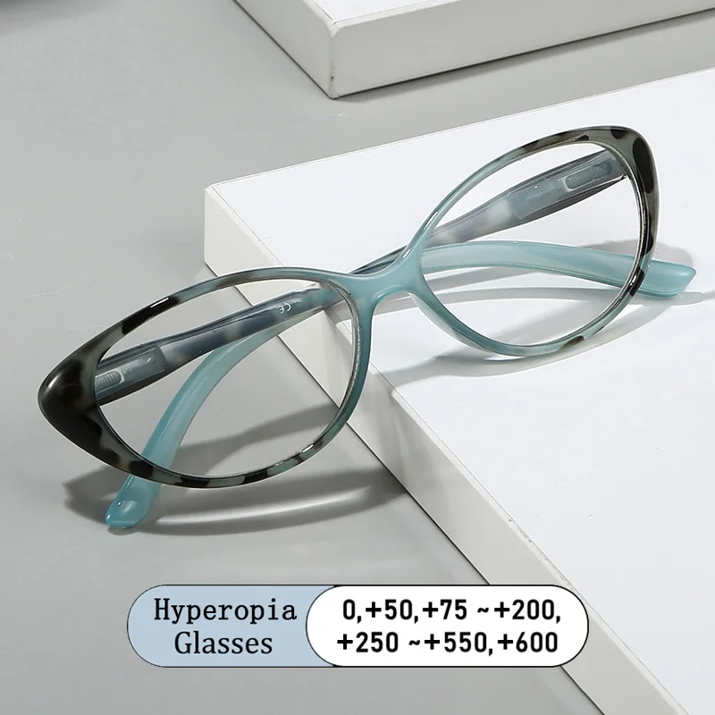 

Fashion Brand Design Cat Eye Print Frame Reading Glasses Photochromic Anti Blue Light Women Hyperopia Eyeglass 0 +1.5 +2.5 +3.5