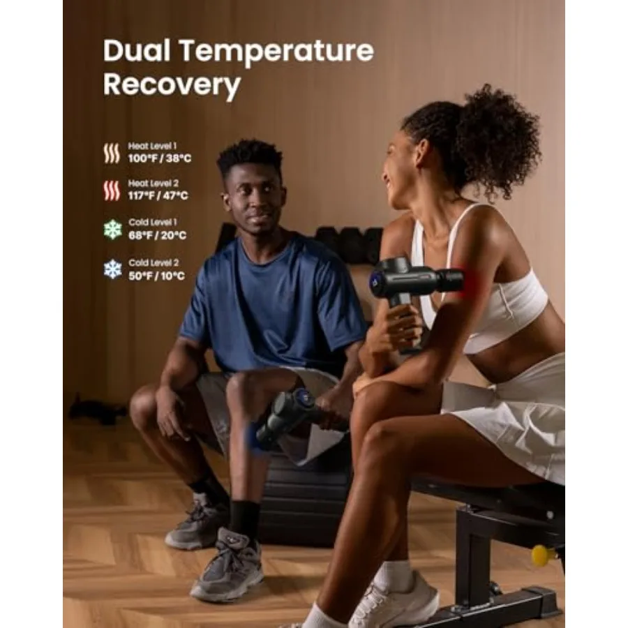 Active+ Thermacool Massage Gun for back and neck relief aluminum alloy body black heat cold therapy app-controlled with video-g view 3