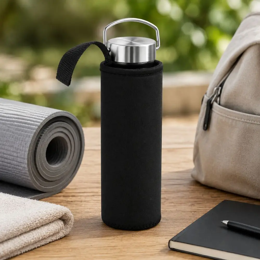 Lightweight 750/1000/1500ML Insulated Bottle Carrier Black Portable Water Bottle Case Cup Covers Bag