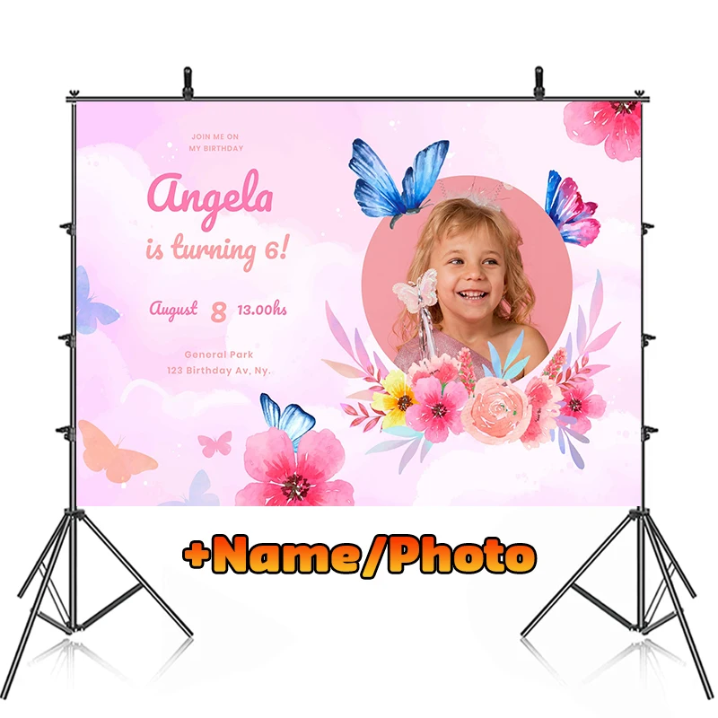 My First Communion Backdrop For Baby Girl Baptism Photography Butterflies Pink Flower Background For Photo Studio Add Photo