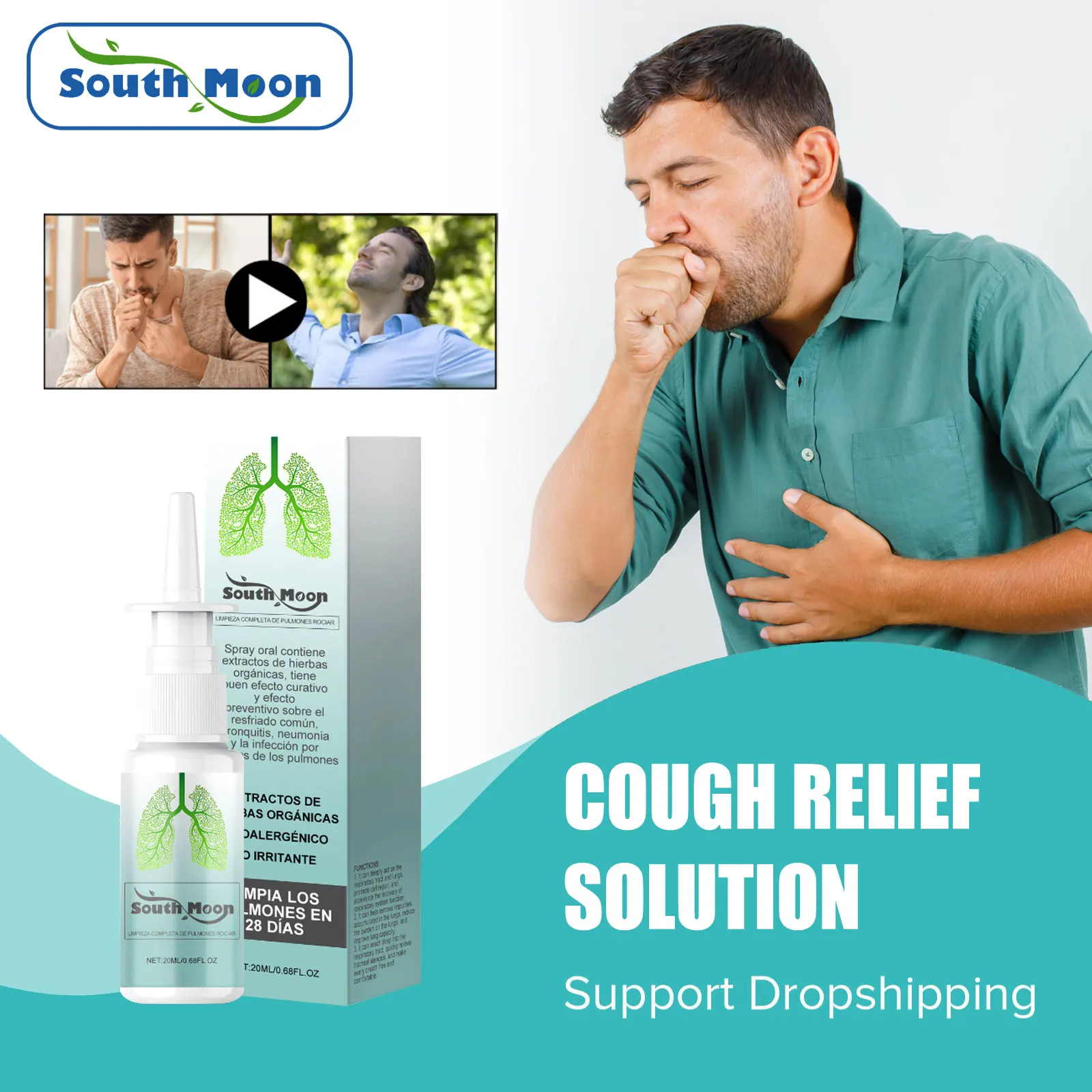 

Lung Cleansing Spray Clear Nasal Congestion Relieve Coughing Breathe Support Throat Inflammation Care Herbal Lung Detox Liquid