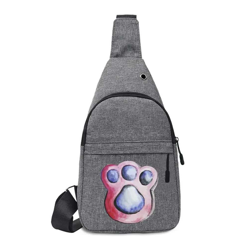 Chest Bag Unisex School Summer Trip Messengers Bag Handbag Print Dog Footprints Pattern Series Shoulder Bags USB Charging