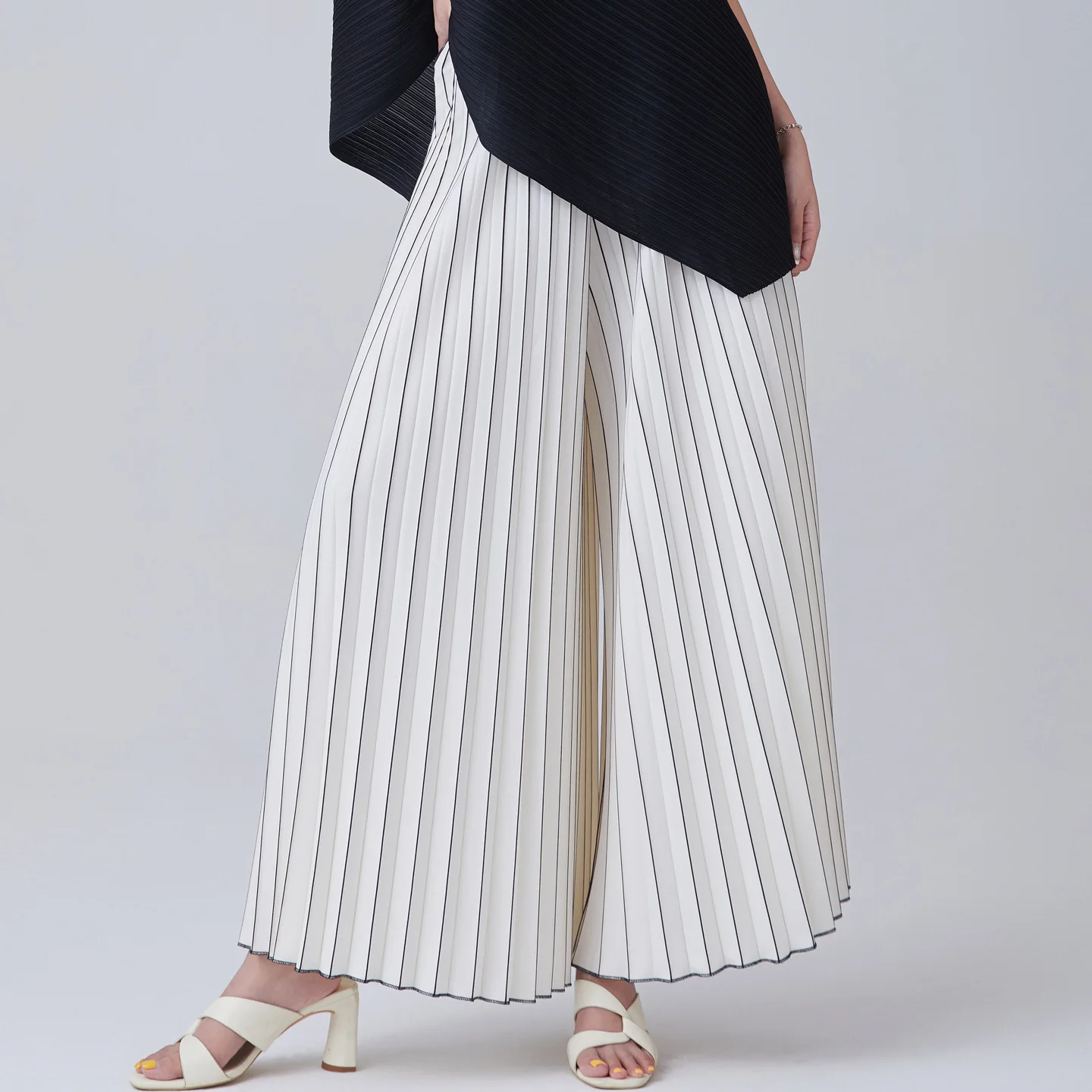 Miyake Pleated 2025 Pants Wide-legged Pants Summer High-waisted Pants Versatile Loose Drape Vertical Pleats Casual Female