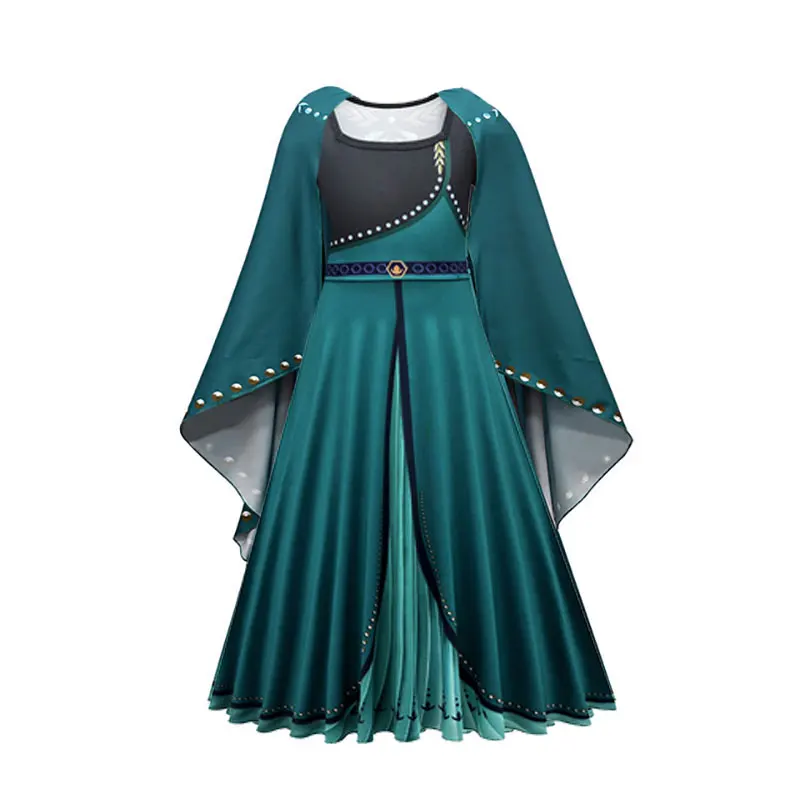 Disney Frozen Princess Anna Dress For Girls Carnival Prom Cosplay Party Costumes Long Sleeve Dress for Kids Snow Queen Clothes