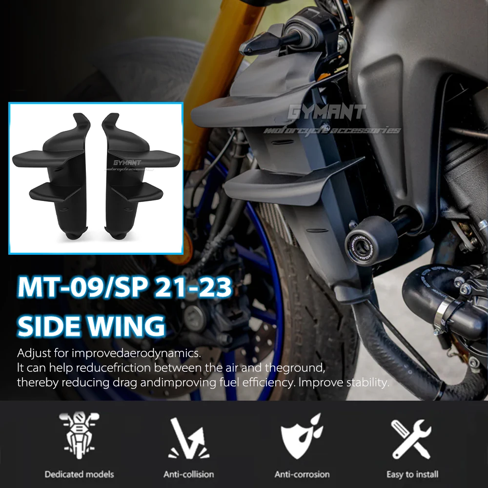 FOR Yamaha MT09 V3 Double Side Wings Frontal Spoilers 2021-2023 Lower Front Flank Spoiler for Enhanced Aerodynamics