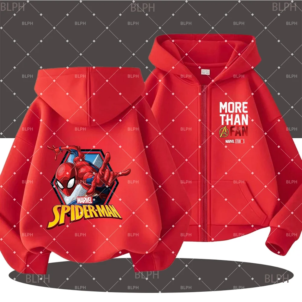 Sudadera con capucha y cremallera de Spider-Man para niños con logotipo de Marvel, diseño de Spider-Man en rojo y azul, perfecta para jóvenes fanáticos