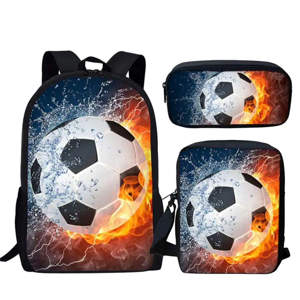 

Ice and fire Soccerly Foot Ball 3pcs/Set Backpack 3D Print School Student Bookbag Laptop Daypack Shoulder Bag Pencil Case