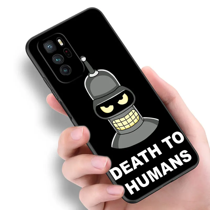 Cartoon Futurama Bender Black Silicone Phone Case For Xiaomi Redmi Note 9 10 11 11S 11T 12 13 Pro 5G Plus 9S 10S 12S