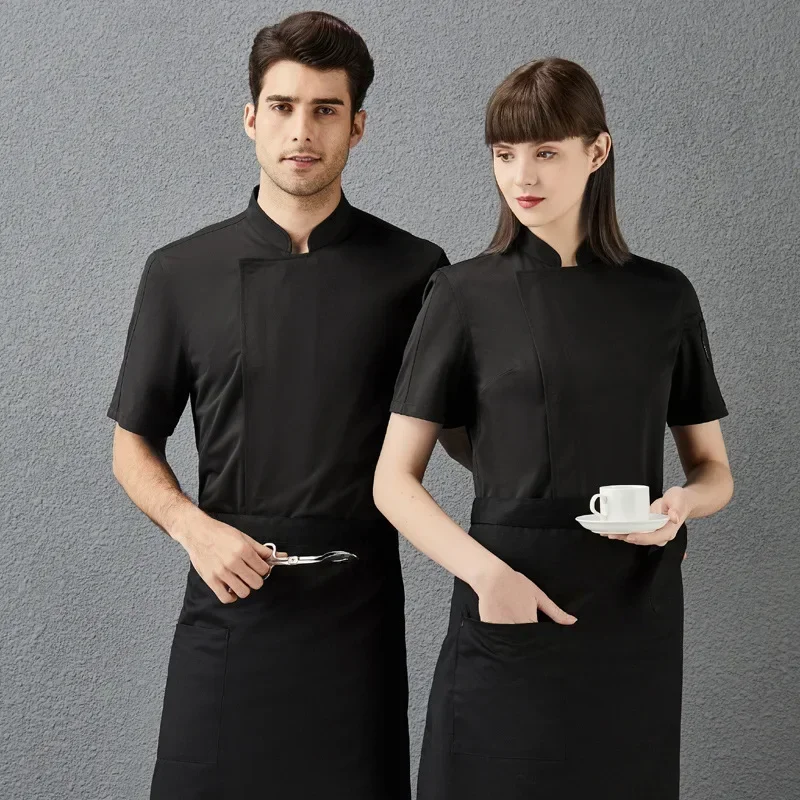 Vestes de Chef à manches courtes, uniforme de Chef de cuisine, uniformes de Restaurant, chemises d'été, manteau de cuisinier, vêtements de serveur