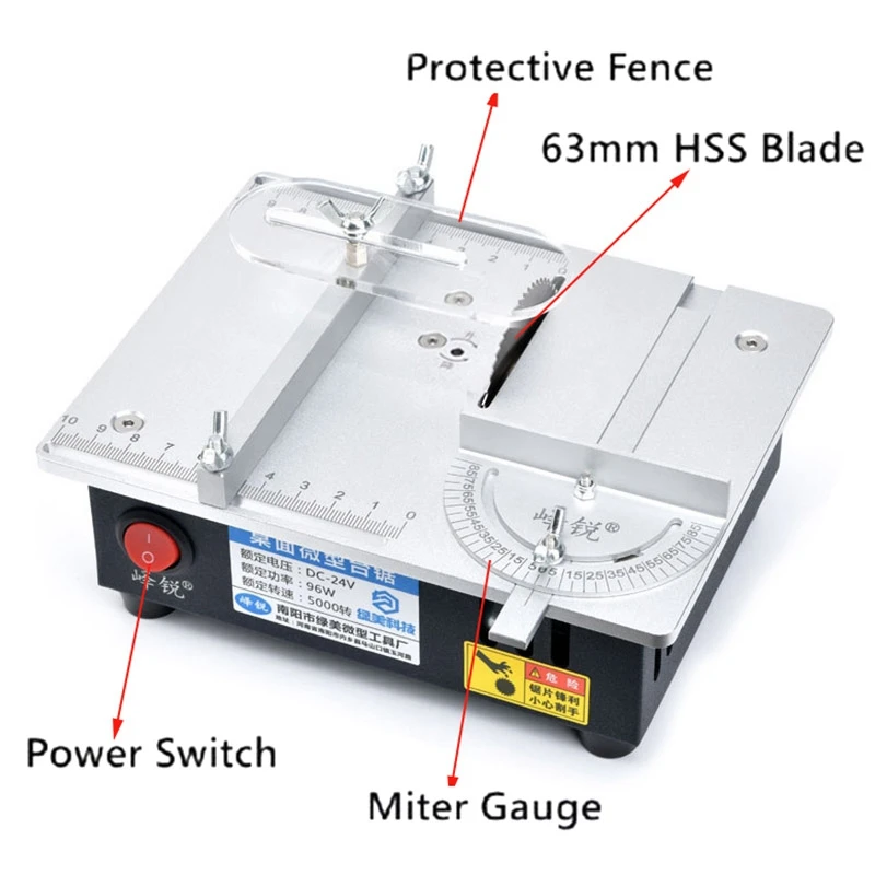 S3 Mini Table Panel Saw Woodworking Electric Small Bench Saw Handmade DIY Hobby Model Crafts Cutting Tool 775 Motor 63mm/2.5inch