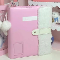 Patchwork Plush PU Leather Binder A5 Photocard Holder 3inch 4grid Card Collection Book Kpop Star Chasing Storage Album