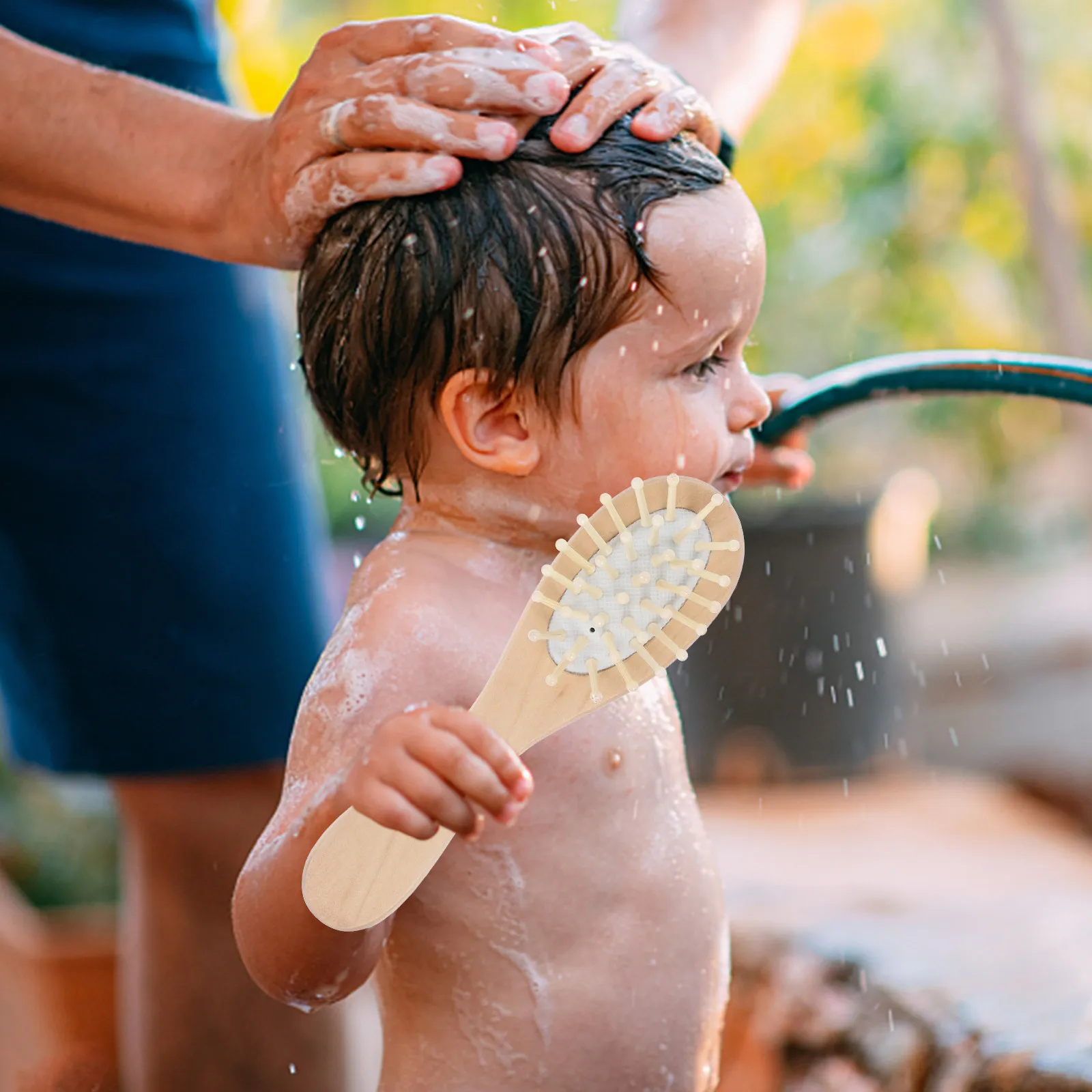 1Set Infant Scalp Brush and Comb Set Gentle Wood Bristles for Baby Hair Care Stimulates Growth Safe Non-Toxic Travel Friendly