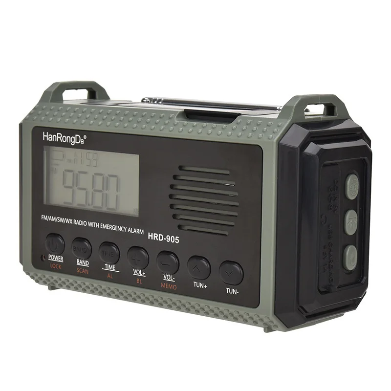 Export Emergency Disaster Prevention Multi Band Radio FM Manual Solar Power Generation SOS Alarm Time Display