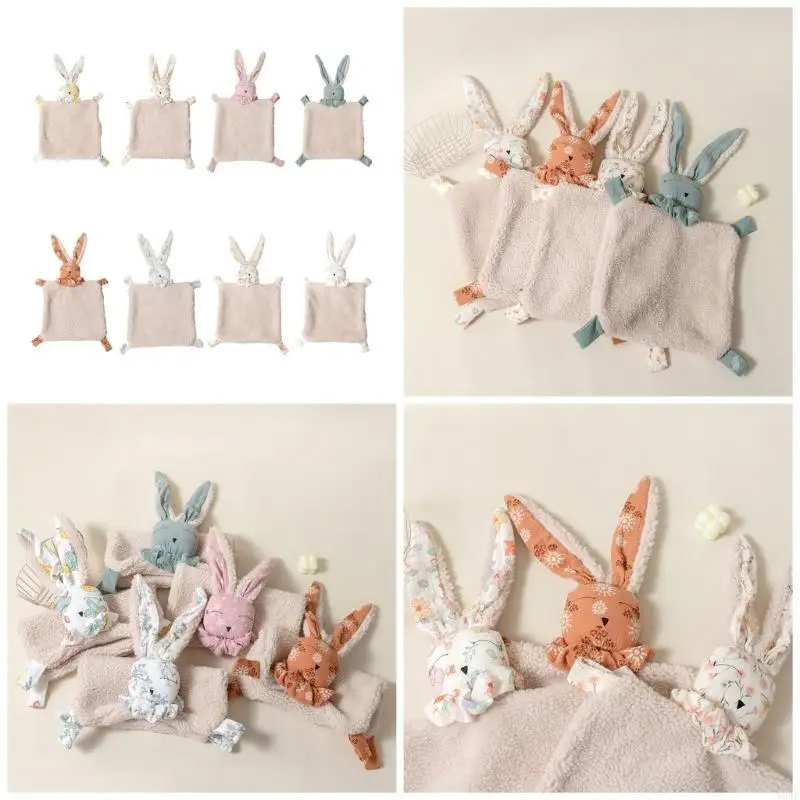 

N84E Baby Animal Soothing Doll Appease Towel Lovely Rabbit Appease Towel for Newbrons