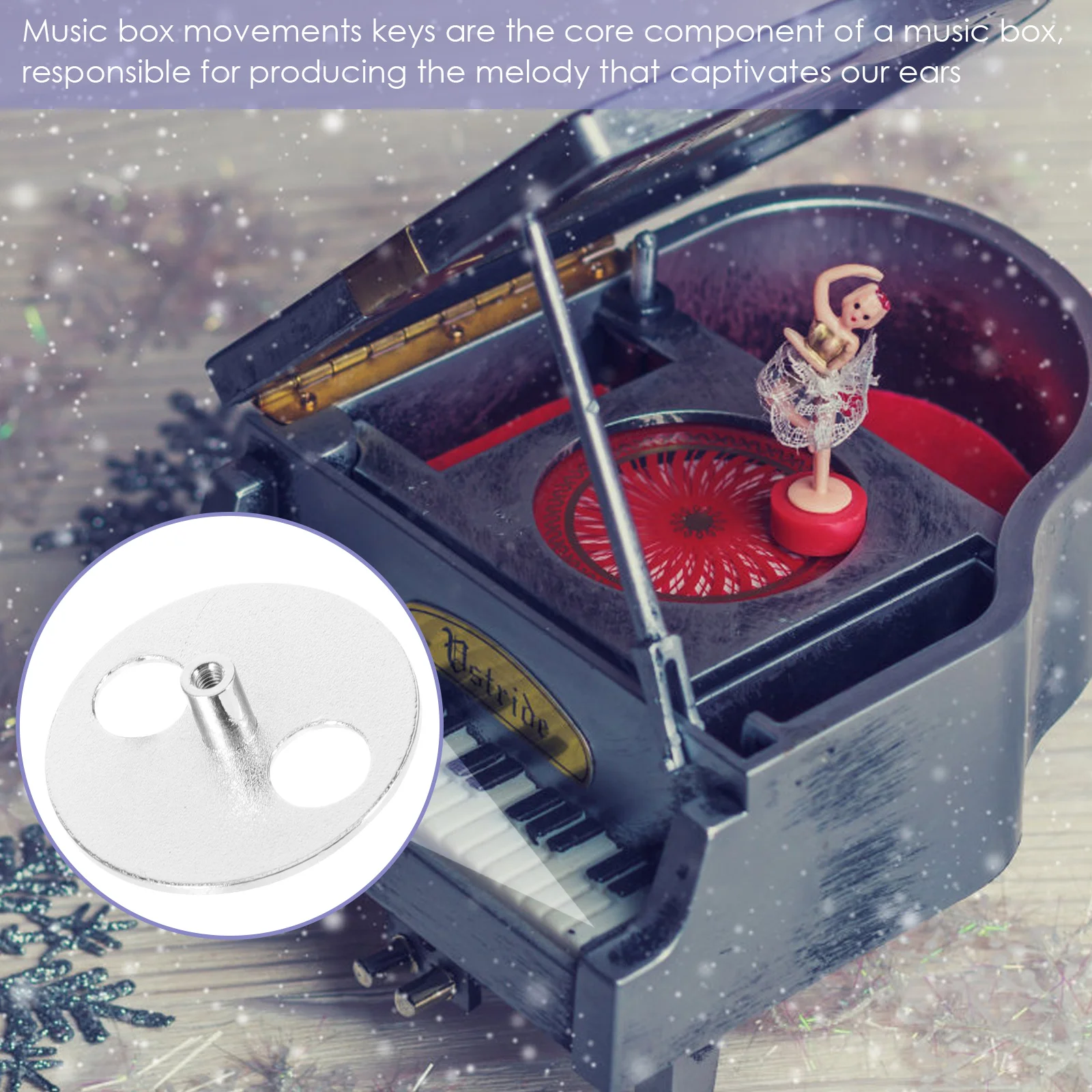 2 Pcs Clockwork Music Box Chassis Floor Jack Handle Metal Clarinet Cases Winding Keys