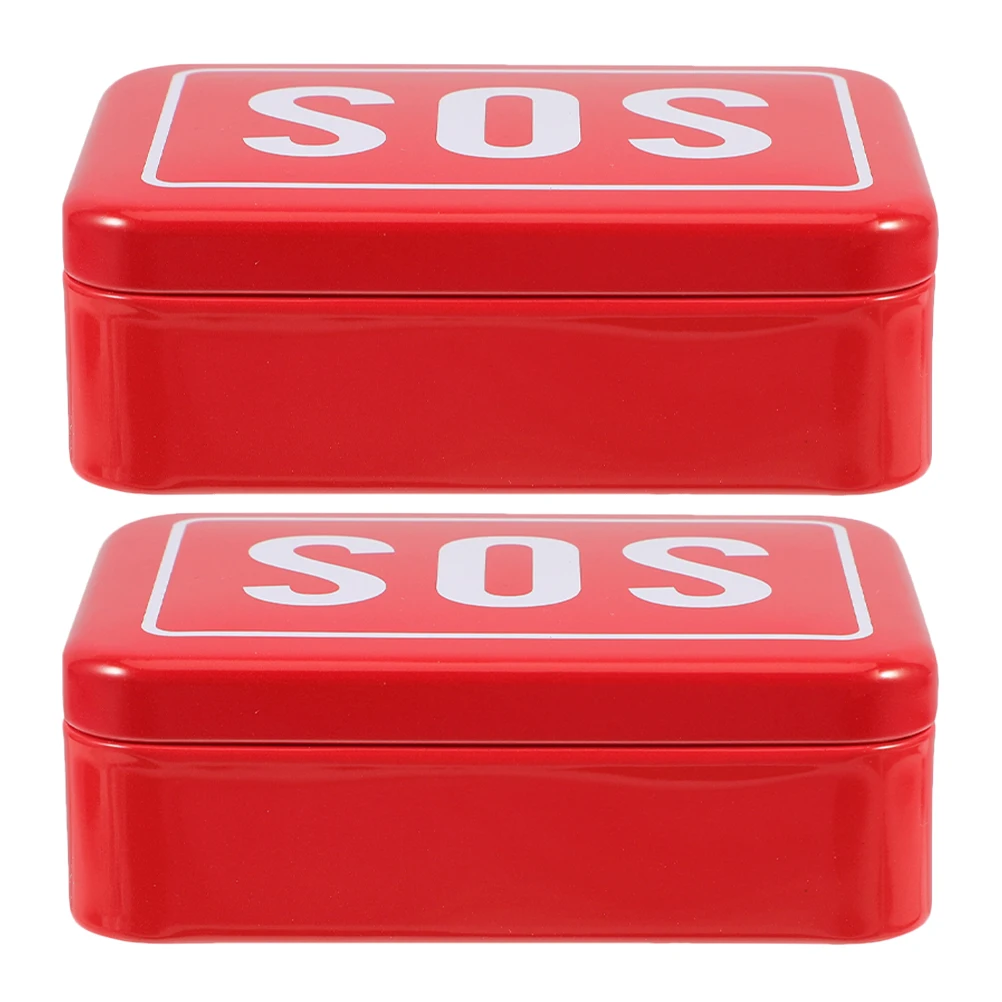 

2pcs Survival Kit Durable Metal Box for Medicine Emergency Supplies Outdoor Camp Adventures Mini Case Tinplate Empty Storage