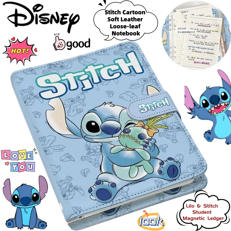 

Новый блокнот Disney Lilo & Stitch: креативный, из мягкой кожи, с магнитной застежкой, для студентов, с анимационными персонажами