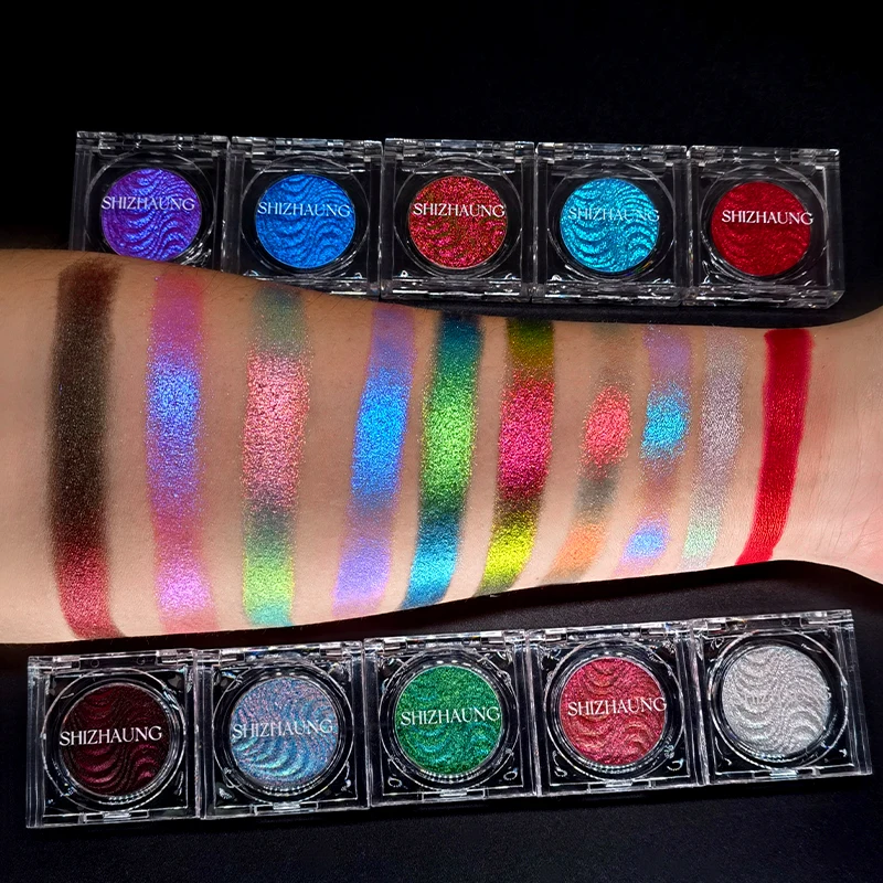 Chameleon Eyeshadow Powder Monochrome Matte Shimmer High Gloss Metallic Gothic High Pigmented Fine Flash Lasting Eye Makeup