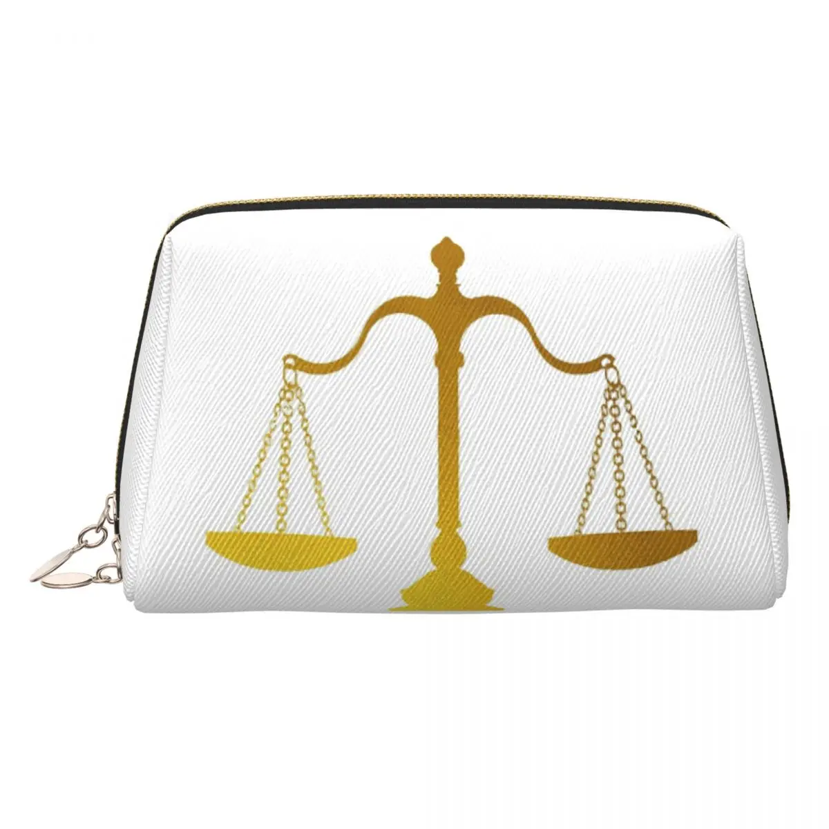 Gold Scales Of Justice Law Logo Lawyer Legal Party Women Cosmetic Bag Travel Makeup Organizer Pouch Toiletry Storage Dopp Kit