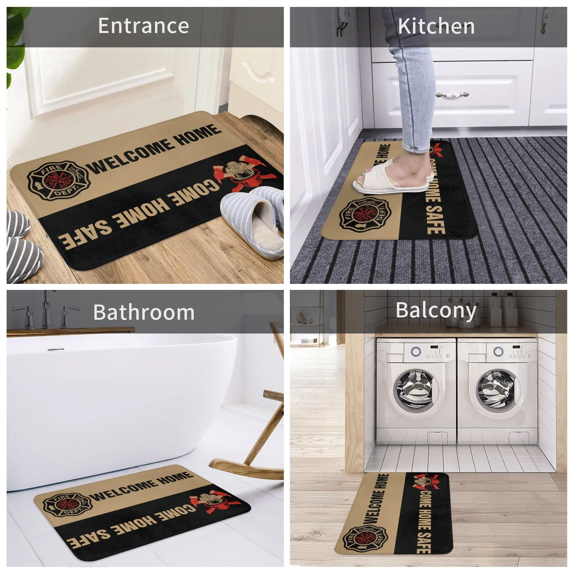 ترحيب المنزل تعال المنزل الآمن رجال الاطفاء الجبهة باب حصيرة المضادة للانزلاق في الهواء الطلق سريعة الجافة ممسحة الطابق حمام مدخل البساط السجاد