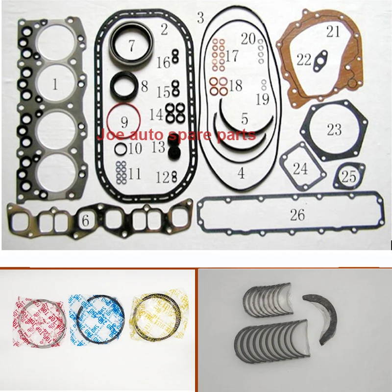 C240 Full gasket set kit crankshaft connecting rod bearing piston ring for  Isuzu Jeep CJ7/CJ6/ELF150/ELF250/Pick up 2369cc 2.4D