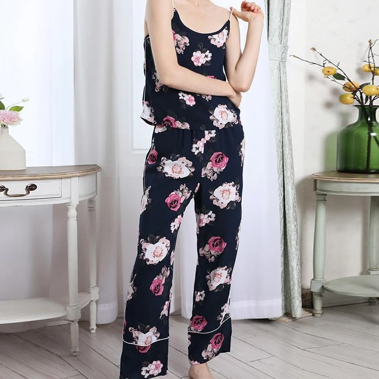 

flower camisole Pajama sets crop print women mujer conjuntos pijamas conjunto pyjama pijama femme ensembles feminino sleepwear