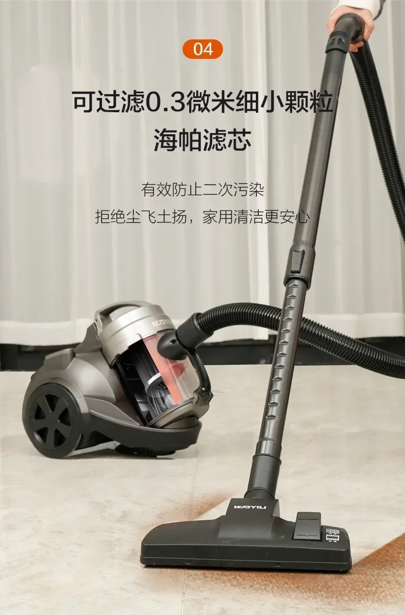 Household vacuum cleaner. Large suction. Small. High power. Cat hair suction. Light sound. Industrial. Wired. Pet friendly