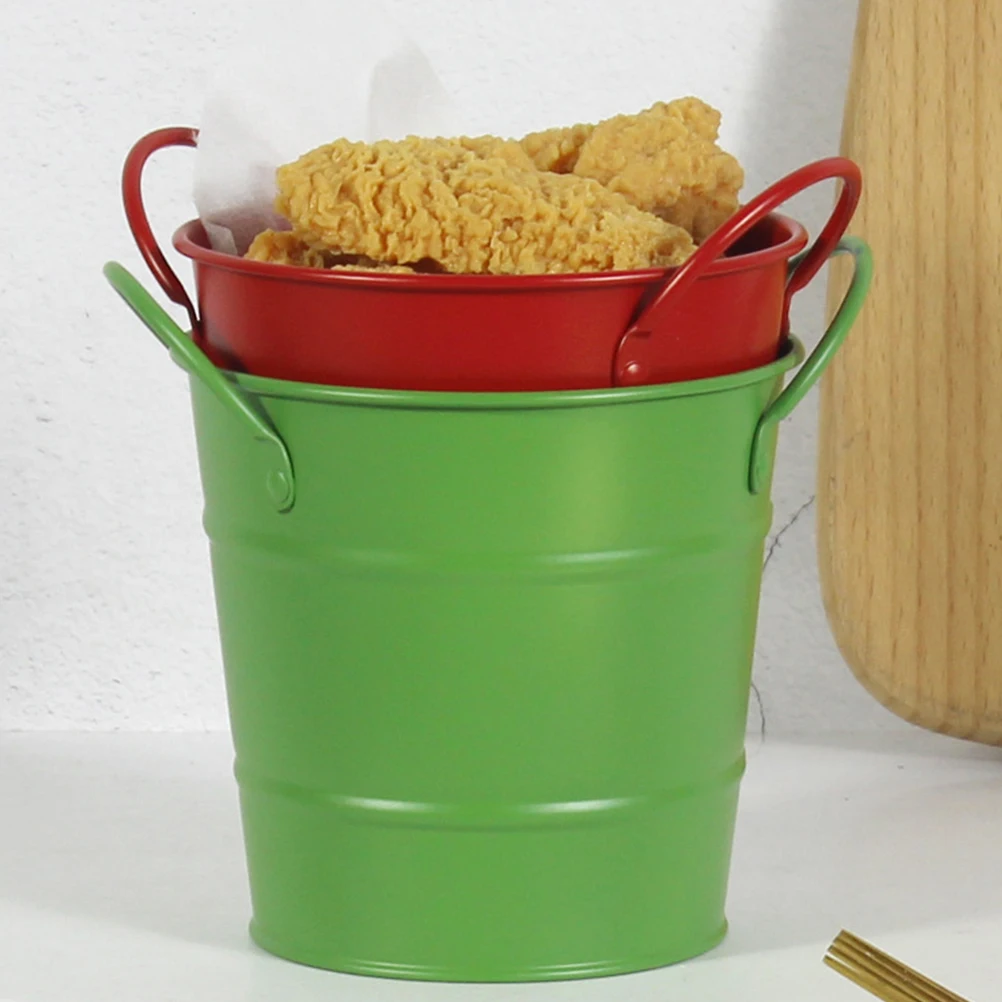 

Miniature Snack Bucket Metal French Fries Basket Chips Ice Container Bar Tools Kitchen Counter Accessories