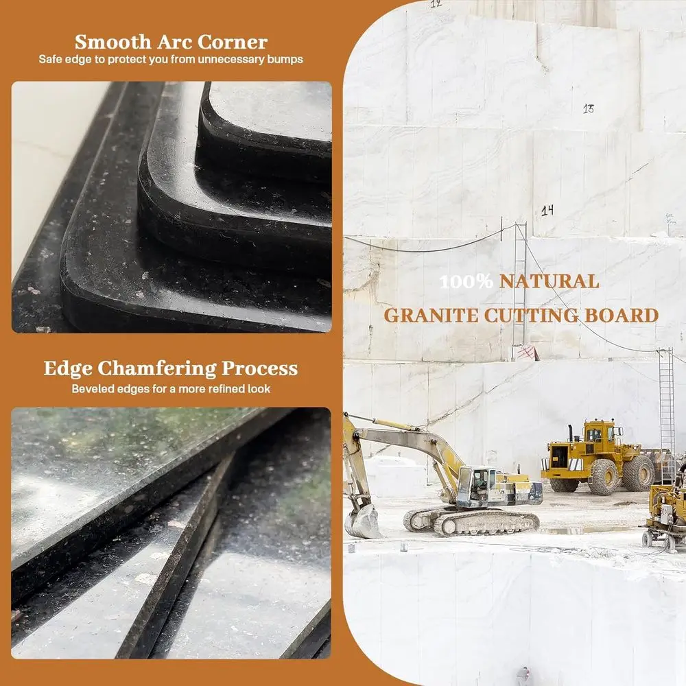 لوح معجنات جرانيت أسود كبير، غير قابل للانزلاق، مثالي للمطبخ والعجين، 16 × 20 بوصة #4