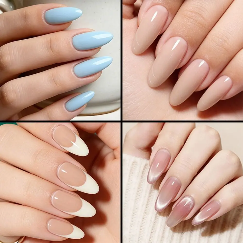 240pcs New Oval Shape Sandwich Nail Dual Form No-Trace Quick Shortening Nail Mold Clear Extension Ultra-Thin False Nails DIY