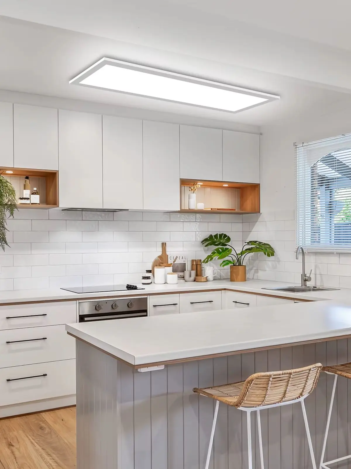 LED-Panel-Deckenleuchte, 24 W, 58 x 20 cm, 3100 lm, 6500 K, weiße Flachlampe und dimmbar, für Schlafzimmer, Wohnzimmer, Esszimmer, Wo