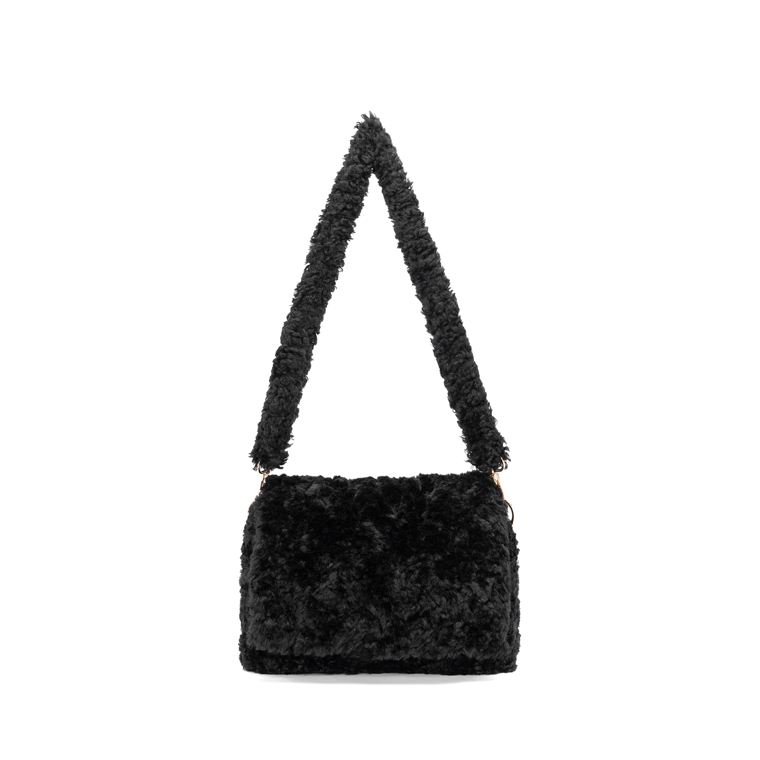 

Shearling Crossbody Bag for Women Furry Faux Fur Flap Bag Cozy Soft Fluffy Shoulder Bag Casual Purse for Commuting Traveling