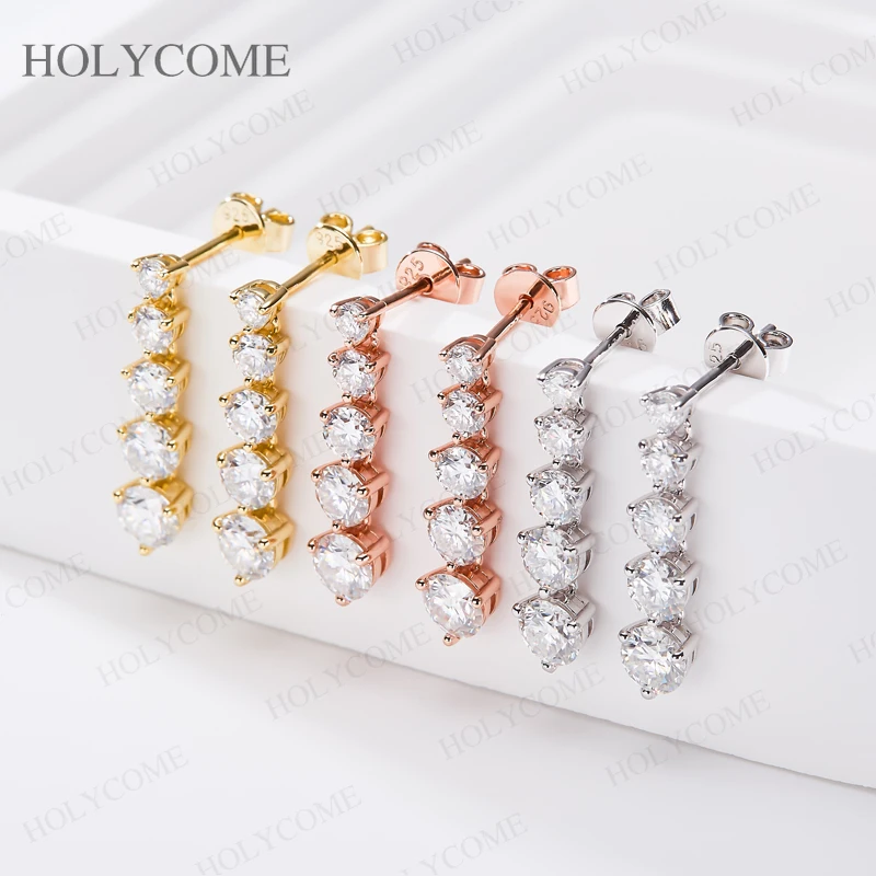 

Moissanite Stone Stud Earrings D Color VVS1 925 Sterling Silver Rose/Yellow Gold With GRA For Women Wedding Jewelry Charm Gifts