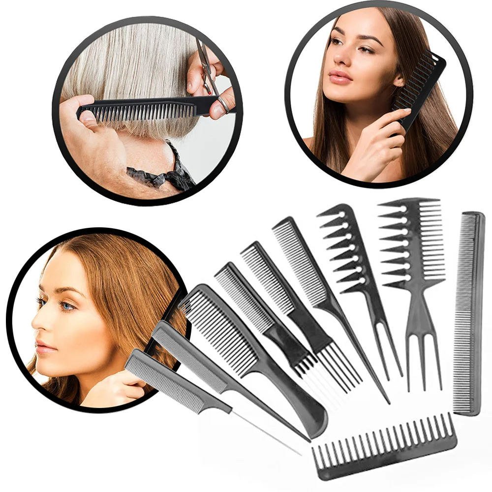 

10pcs Hairdressing Tools Set Hair Barber Styling Combs Anti Static Professional Styling Comb Salon Heat Resistant Stylists Comb