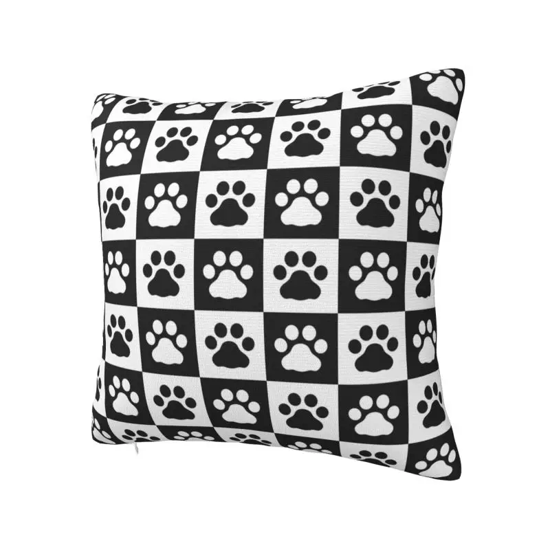 Dog Paw Footprint Checked Pattern Throw Pillow Covers Decoration Cushions Cover For Sofa Chair Square Polyester Pillowcas