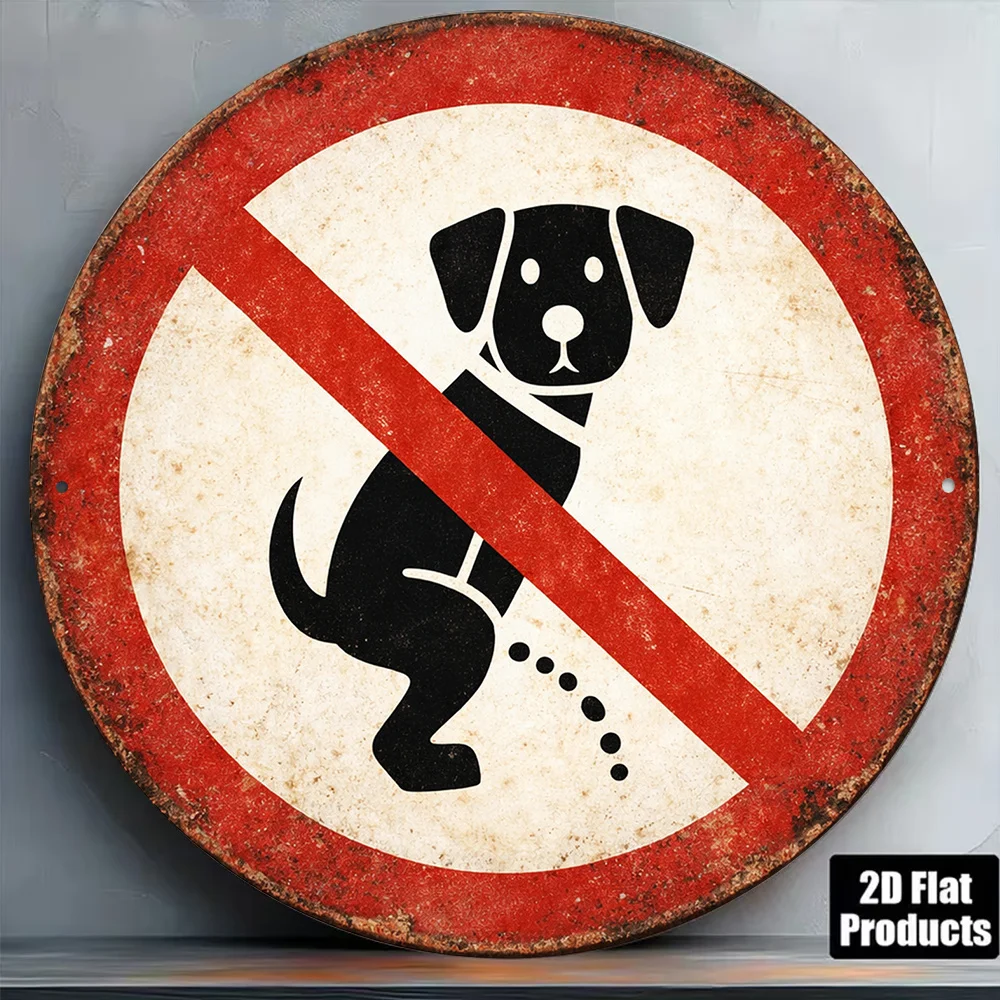 2D Flat, No Pet Dogs Allowed Sign - Vintage Artificial Suitable for Yard, Park & Outdoor Decor - 