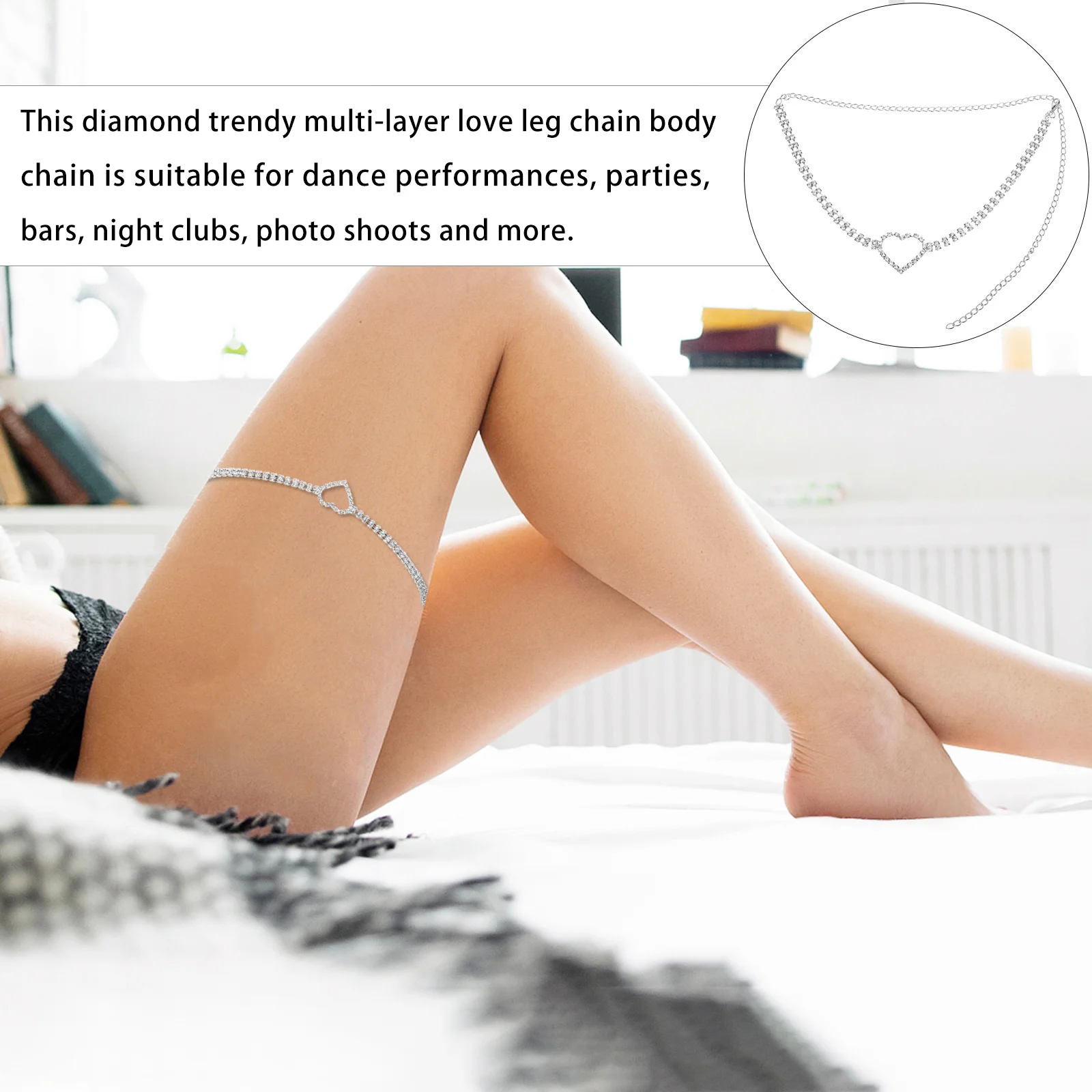 

Thigh Jewellery Body Chain Jewelry for Women Rhinestone Decor Leg Thight Costume