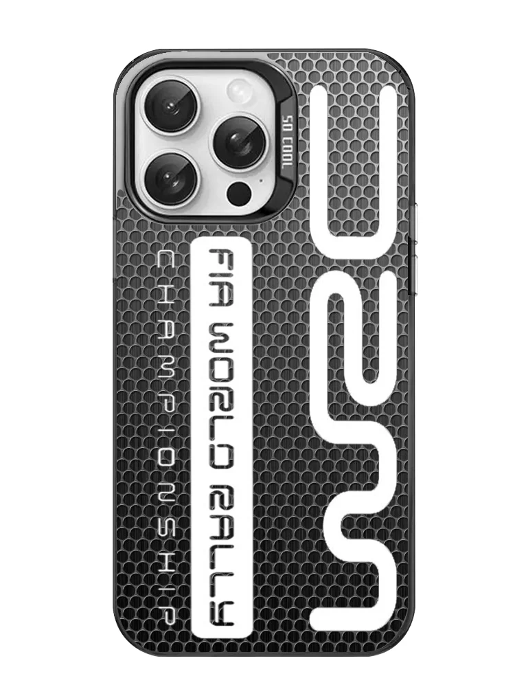 Cool W-Wrc étui de téléphone de voiture pour iPhone 16 15 14 13 12 11 Pro Max noir violet mat Laser métallique Aurora Funda