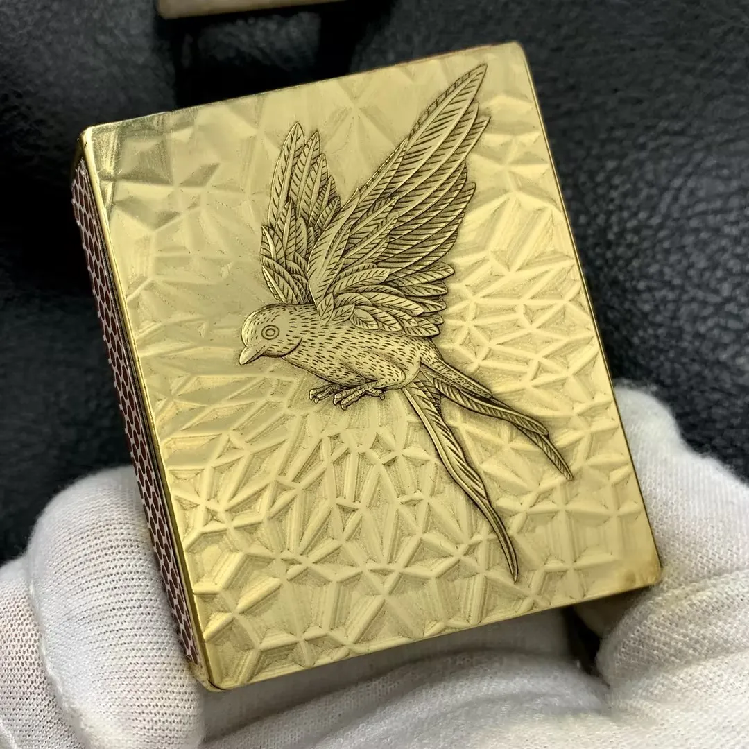 Brass Match Storage Box with Engraved Pixiu Koi Lotus Qipao Girl Patterns Resistant to Moisture And Damage Small Container
