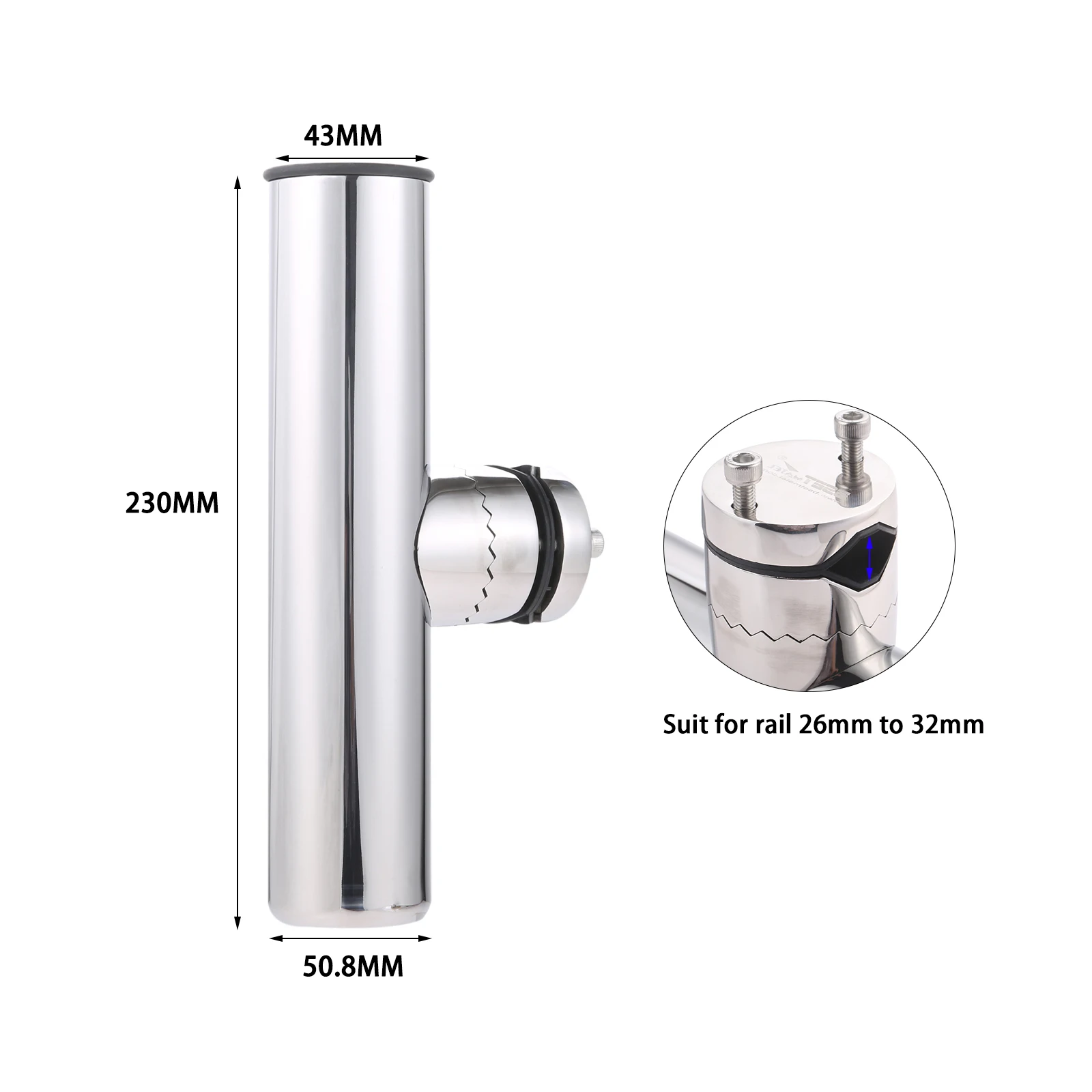 

1 Pc Fishing Rod Rack Holder Pole Bracket Support Rail Mount Clamp Stainless Steel 316 Boat Accessories for 26 To 32mm Rail