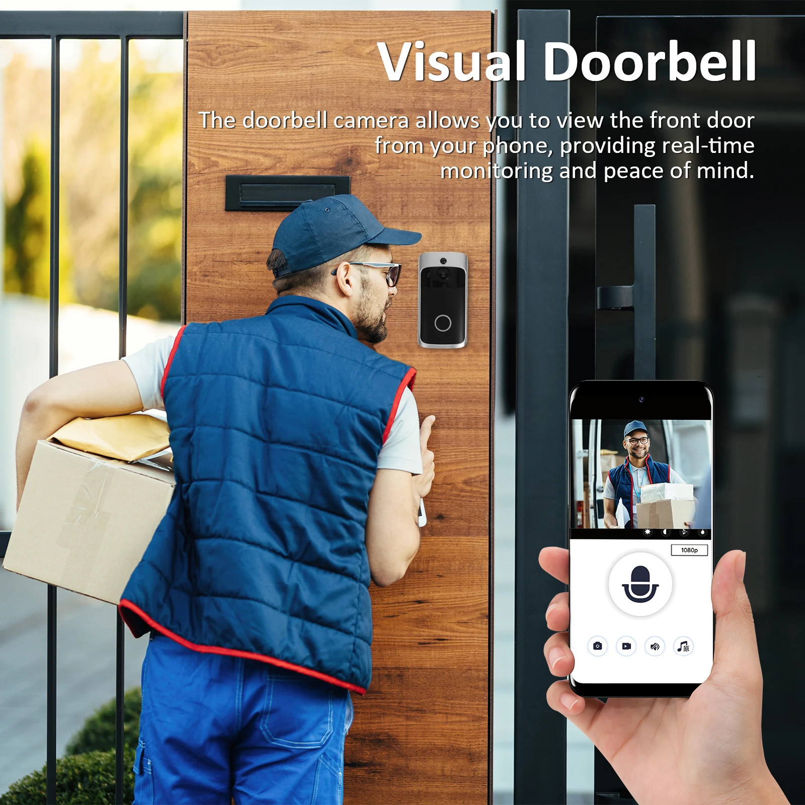 Slimme deurbelcamera 720P Hd video-intercom voor Ios Two Way Audio Motion Alarm Ondersteuning