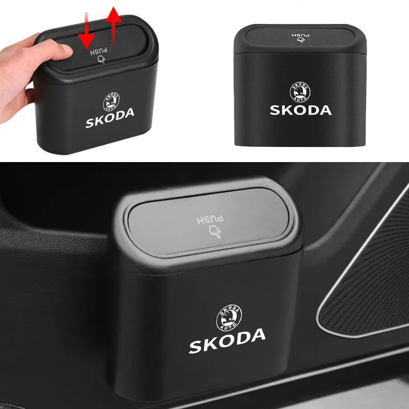 Car Trash Can Auto Organizer Storage Bag Car Garbage Bin For Skoda Octavia Fabia Kamiq Kapoq Kodiaq Rapid SCALA Superb