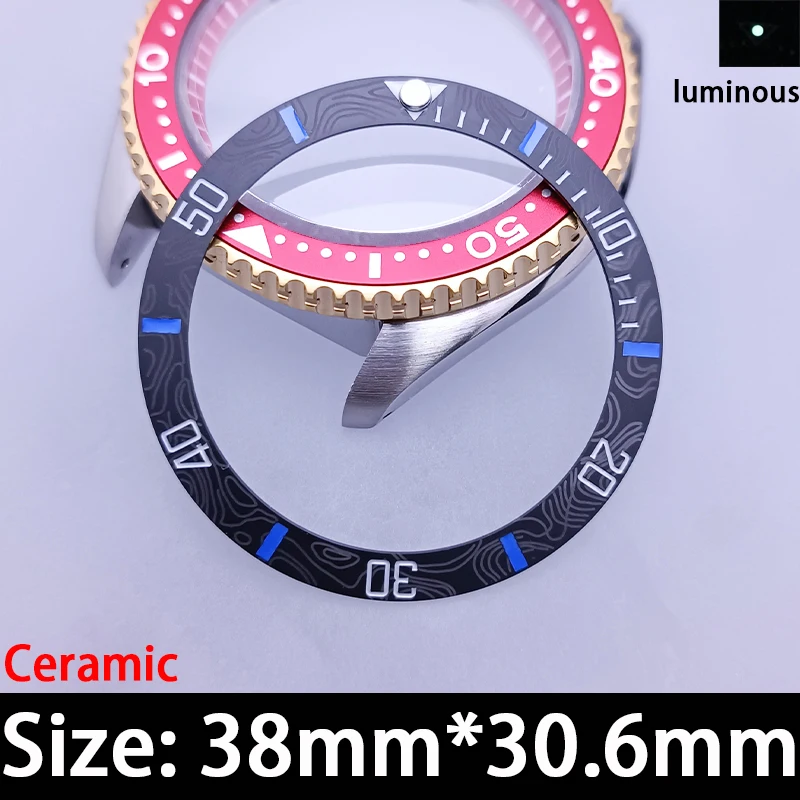 38mm*30.6mmLuminous Ceramic Bezel Dive Watch ModdingPartWaterproof Scratch-Resistant Watch Accessory Replacement Ring for Repair