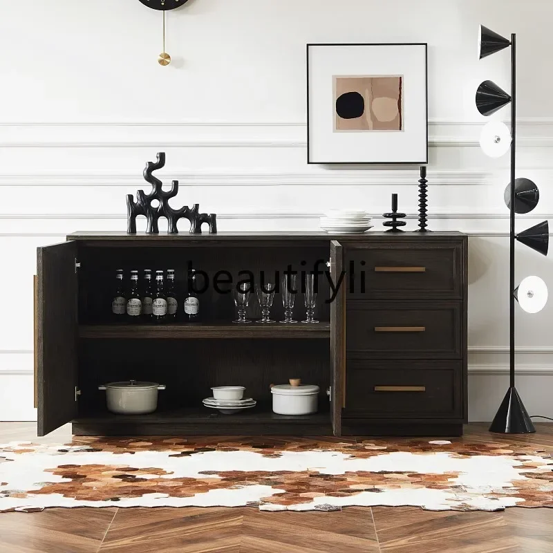 

Nordic modern simple medieval solid wood dining side cabinet light luxury restaurant tea to make old dining side cabinetEsmt163