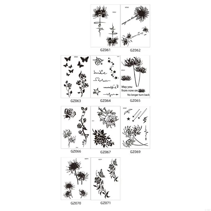 

R3MF Hypoallergenics Tattooes Sticks Waterproof Adhesive Decals For Sensitive